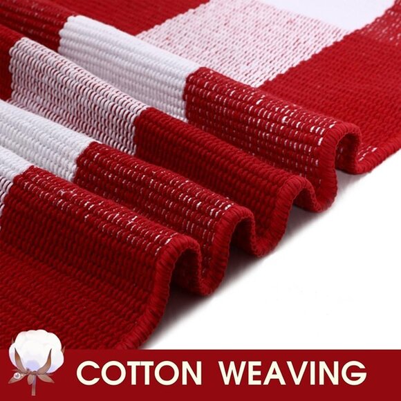 NEW Christmas Red and White Plaid Rug - 28 x 43 Inches Outdoor Front Door Decor - Picture 6 of 10